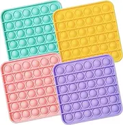 MATICAN Push Pop Fidget Toy, 4-Pack Push Pop Bubble Fidget, Square Push Pop Bubble Sensory Fidget Toy, Pastel Pink, Mint, Yellow, Purple