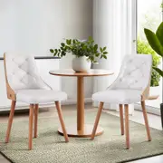 Set of 2 Dining Chairs White PU