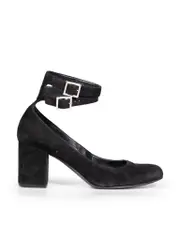 Black Suede Ankle Strap Pumps