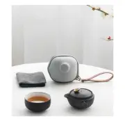 Portable Black Ceramic Tea Set Travel Bag Teapot Single Tea Cup Loose Leaf Tea