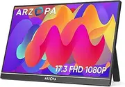 ARZOPA Portable Monitor 17.3", 1080P FHD 100% sRGB IPS Laptop Monitor Gaming Monitor Built-in Kickstand HDMI USB C External Screen with Dual Speakers for PC Mac Phone Xbox Switch PS5 - A1M