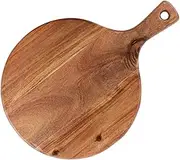 OKUMEYR Wooden Pizza Board Round Serving Tray Kitchen Cutting Board Cheese Snack Serving Handle Design