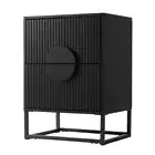 Ribbed Bedside Table Bedroom Furniture Modern Aesthetically Pleasing - Black