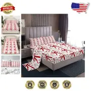 Delightful 4-Piece Full Size Bowknot Print Sheet Set - Seasonal Versatility