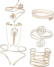 [Yardenfun] Fashionable Metal Arm Cuffs 6pcs Arm Cuff Band Bangle Jewelry Chic Design for Occasions