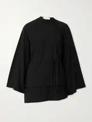 [Marie Adam-Leenaerdt] Marie Adam-Leenaerdt - Belted Stretch-crepe Wrap Blouse - Black - FR 36 FR 36 Black