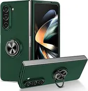 [YOUULAR] Folding Mobile Phone Case Compatible with Samsung Galaxy Z Fold 5 5G, [Support Car Holder] Skin Feel Oily Spray Paint Shockproof Protective Cover for Samsung Z Fold5 Cases Green