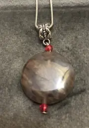 Handmade Natural Stone Pendant On Silver Snake Chain