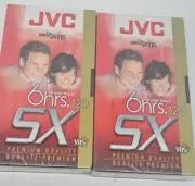 2X JVC VHS VCR Cassette Tape T-120 SX 6 Hour Blank Premium Quality Brand New