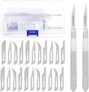 Swpeet 42Pcs 4 Styles #10#11#12#15 Scalpel Blades Surgical Grade Blades with #3 Scalpel Knife Handle Assortment Kit, Biology Lab Knives for Biology Lab Anatomy, Practicing Cutting, Sculpting