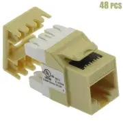 48x CAT6 RJ45 Ethernet LAN Network Keystone Jack 180 Degree 110 Punch Down Ivory