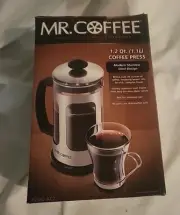 NIB Mr. Coffee 1.2 Quart 1.1 Liter Silver French Coffee Press