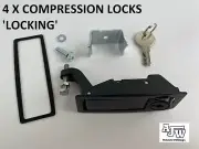 4 Locking Compression Latch Lever Lock Horsebox Trailer Locker Doors Tack Box