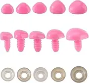 GORGECRAFT Pack of 100 5 Styles Animal Safety Noses Plastic Pink Animals Doll Crafts Crochet Dog Teddy Bear Triangular Nose with Washers Doll Making Accessories for Dolls Plush Toys Amig