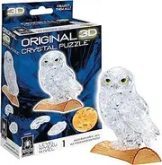 BePuzzled Original 3D Crystal Jigsaw Puzzle - Owl Animal Bird Assembly Brain Teaser, Fun Model Toy Gift Decoration for Adults & Kids Age 12 and Up, Clear, 42 Pieces (Level 1)