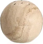 SUMNACON Natural Marble Round Incense Burner, Minimalist Travertine Stone Incense Holder with Lid Decorative Cone Coil Incense Burner Stand for Home Office Spa (Beige)