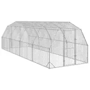 vidaXL Chicken Run 2.5x8x2.25 m Galvanised Steel Walk-in Chicken Run