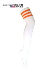 Premium Quality Three Striped Cotton Roller Skate over Knee High Thigh Socks