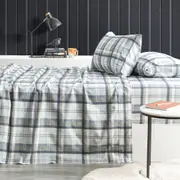Park Avenue 175 GSM Egyptian Cotton Flannelette Sheet Set Heathered Plaid