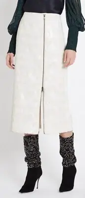 Sass & Bide East Of Eden White Sequin Zipped Skirt Size 12 New