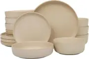 Pasco 16 Piece (Service for 4) Plates and Bowls Double Bowl Reactive Glaze Dishe
