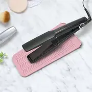 Heat Resistant Silicone Mat Pouch for Flat Iron, Curling Iron, Hot Hair Styling Tools (Pink)