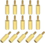 sourcing map 15Pcs Male to Female Thread Spacer Screws, M2.5 x 12mm + 6mm Brass Hex Standoff Screws PCB Motherboard for Drone Quadcopter, Computer and Circuit Board