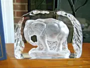 Capredoni Signed Large Heavy Crystal African Elephant Paperweight Figurine NI