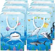 WERNNSAI 16Pcs Shark Party Gift Bags - Ocean Shark Birthday Party Favors Bag for Kids Boys Under the Sea Goodie Bags for Baby Shower Birthday Beach Pool Party Supplies