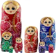 Stacking Toy 10pcs Matryoshka Doll with Baby Face Pattern Colourful Russian Dolls Cute Nesting Dolls for Tabletop Living Room Bookshelf