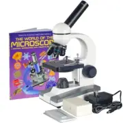 AmScope 40X-400X Biological Science Compound Microscope w 10pc Slide Collection