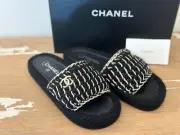 CHANEL 22C Tweed Woven Knit Sandal Mule Slides sz 39 8.5 US *Timeless* NIB $1425
