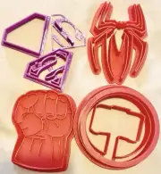 4 Fondant Cookie CUTTER Lot 3D Printed Thor Hulk Spider-Man Superman