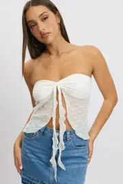 White Bandeau Top Lace - Size 16XL, Women's Bandeau
