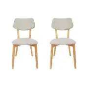 Set Of 2 - Jelly Bean Scandinavian Fabric Wooden Dining Chair - Sand