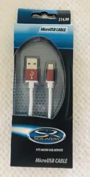 Solaray Micro USB Cable Braided Cord White Red