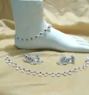 Anklet Toe Rings Silver Plated Ankle Chain Indian Wedding Bracelet Payal Anklets
