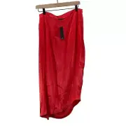 NWT Lulu’s Long Red Holiday Maxi Skirt w/ Front Slit