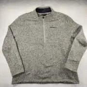Eddie Bauer Sweater Medium Gray/Beige Long Sleeve Quarter Zip Pullover Mens XXL