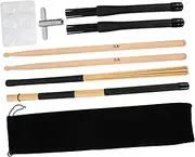 Kisangel 1 Set Percussion Drum Tool Kit with Tuning Key Drum Sticks and Brushes for Jazz Musicians with Storage Pouch