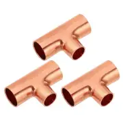 1/2"x3/8"x1/2" ID Reducing Tee Copper Fitting 3pcs Pipe Tube Connector Adapter