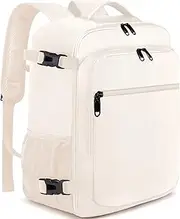 [EZUOLA] Hand Luggage Backpack 40 x 20 x 25 cm, 45 x 36 x 20 cm Travel Backpack with USB Charging Port Men Women Hand Luggage Aeroplane Backpack Anti Theft Splashproof, Beige, 40x20x25cm (20L)