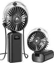 Gaiatop Portable Misting Fan, 180° Foldable Handheld, 3 Speeds USB Rechargeable, Spray Water Mist with LED Digital Display, Personal Cooling Mini Hand Fans for Travel, Hiking, Concert, Outdoor, Black