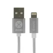 Moki ACC-MSTLCAKSSV SynCharge USB-A to Lightning Cable - 3m - Silver Braided - King Size [ACC-MSTLCAKSSV]