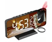 Projector Clock with Radio, Digital Clock, USB Clock Radio with Dual Alarm and LED Mirror Screen, for Home, Office and Leisure