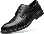 ZJSCNBE Breathable Men's Shoes Black Fashionable Shoes Casual Business Formal Leather Shoes Men's Pointed Toe Increased Plus Size(Black,41)