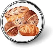 [FZMVSQH] Painted Bread Printed Round Button Pin Badges Metal Pinback Buttons 1 Inch Pins for Hat Shirt Clothing Bags Decoration, Circular, Aluminum, Circular, Aluminum