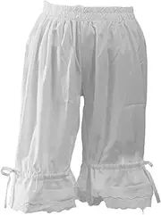 [Dickly] Women Teen Girls Bloomer Shorts Pumpkin Short Pants Lace Hem Gothic Ruffle Pants Shorts, White, XXL