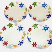 NEW! 2005 Target Sledding Hill IRONSTONE Snow Flakes CHRISTMAS Dinner Plates NWT