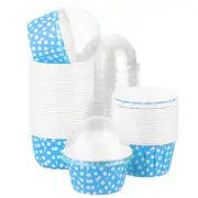 50 Set Cupcake Liners with Dome Lids, Muffins Liners Wrappers, Blue